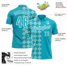 Load image into Gallery viewer, Custom Lakes Blue Ice Blue-White 3D Bowling Geometric Square Shape Performance Polo Shirt
