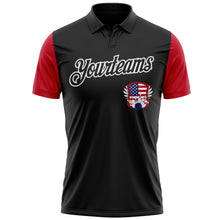 Load image into Gallery viewer, Custom Black White 3D Bowling American Flag Performance Polo Shirt
