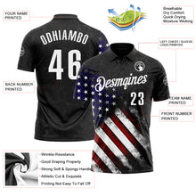 Load image into Gallery viewer, Custom Black White 3D Bowling American Flag Performance Polo Shirt
