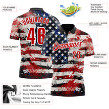 Load image into Gallery viewer, Custom Black Red-White 3D American Flag Performance Polo Shirt
