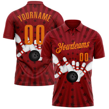 Load image into Gallery viewer, Custom Crimson Bay Orange 3D Bowling Star Performance Polo Shirt
