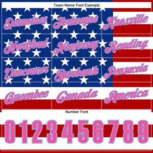 Custom Black Pink Light Blue Red-Royal 3D Cornhole American Flag Performance Polo Shirt