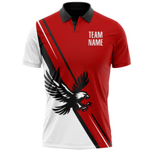 Load image into Gallery viewer, Custom Red White-Black 3D Pattern Design Animal Eagle Performance Polo Shirt
