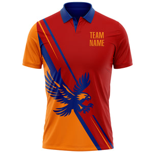 Custom Red Bay Orange-Royal 3D Pattern Design Animal Eagle Performance Polo Shirt