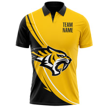 Load image into Gallery viewer, Custom Yellow Black-White 3D Pattern Design Animal Tiger Performance Polo Shirt
