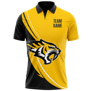 Custom Yellow Black-White 3D Pattern Design Animal Tiger Performance Polo Shirt