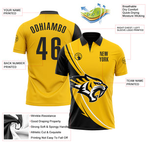 Custom Yellow Black-White 3D Pattern Design Animal Tiger Performance Polo Shirt