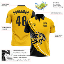 Load image into Gallery viewer, Custom Yellow Black-White 3D Pattern Design Animal Leopard Performance Polo Shirt
