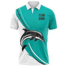 Load image into Gallery viewer, Custom Aqua Black-White 3D Pattern Design Animal Dolphin Performance Polo Shirt
