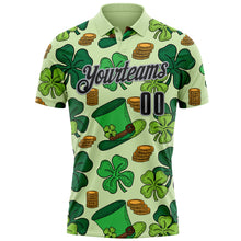 Load image into Gallery viewer, Custom Green Black-Gray 3D St. Patrick&#39;s Day Shamrock Performance Polo Shirt
