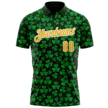 Load image into Gallery viewer, Custom Green Gold-White 3D St. Patrick&#39;s Day Shamrock Performance Polo Shirt
