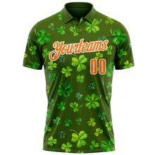 Load image into Gallery viewer, Custom Green Bay Orange-White 3D St. Patrick&#39;s Day Shamrock Performance Polo Shirt
