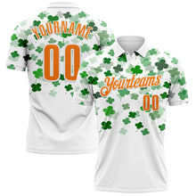 Load image into Gallery viewer, Custom White Bay Orange-Yellow 3D St. Patrick&#39;s Day Shamrock Performance Polo Shirt
