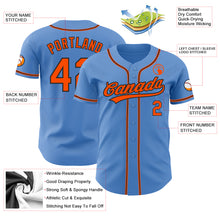 Load image into Gallery viewer, Custom Powder Blue Orange-Black Authentic Baseball Jersey
