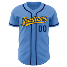 Load image into Gallery viewer, Custom Powder Blue Navy-Gold Authentic Baseball Jersey
