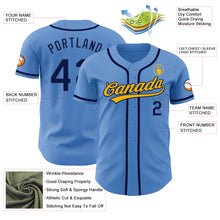 Load image into Gallery viewer, Custom Powder Blue Navy-Gold Authentic Baseball Jersey
