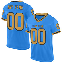 Load image into Gallery viewer, Custom Powder Blue Old Gold-Black Mesh Authentic Throwback Football Jersey
