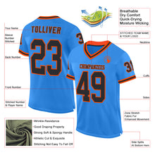 Load image into Gallery viewer, Custom Powder Blue Black-Orange Mesh Authentic Throwback Football Jersey
