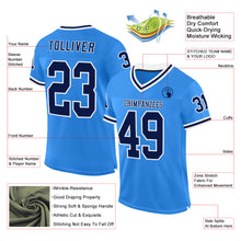 Load image into Gallery viewer, Custom Powder Blue Navy-White Mesh Authentic Throwback Football Jersey
