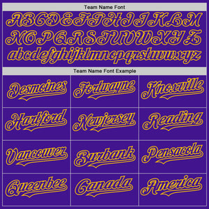 Custom Purple Yellow Mesh Authentic Throwback Baseball Jersey