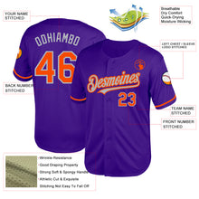 Load image into Gallery viewer, Custom Purple Orange-Gray Mesh Authentic Throwback Baseball Jersey
