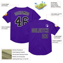 Load image into Gallery viewer, Custom Purple Black-White Mesh Authentic Throwback Baseball Jersey
