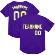 Load image into Gallery viewer, Custom Purple Old Gold-Black Mesh Authentic Throwback Baseball Jersey
