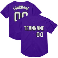 Load image into Gallery viewer, Custom Purple White-Black Mesh Authentic Throwback Baseball Jersey
