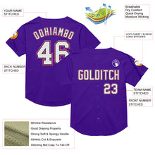 Load image into Gallery viewer, Custom Purple Black-Pink Mesh Authentic Throwback Baseball Jersey
