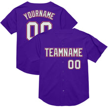 Load image into Gallery viewer, Custom Purple Black-Pink Mesh Authentic Throwback Baseball Jersey
