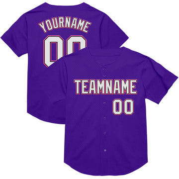 Custom Purple Black-Pink Mesh Authentic Throwback Baseball Jersey