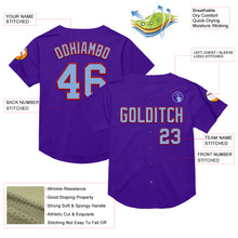 Load image into Gallery viewer, Custom Purple Light Blue-Red Mesh Authentic Throwback Baseball Jersey
