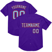 Load image into Gallery viewer, Custom Purple Light Blue-Red Mesh Authentic Throwback Baseball Jersey
