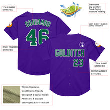 Load image into Gallery viewer, Custom Purple Kelly Green-White Mesh Authentic Throwback Baseball Jersey
