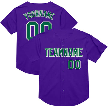 Custom Purple Kelly Green-White Mesh Authentic Throwback Baseball Jersey