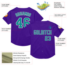 Load image into Gallery viewer, Custom Purple Teal-White Mesh Authentic Throwback Baseball Jersey
