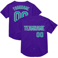 Load image into Gallery viewer, Custom Purple Teal-White Mesh Authentic Throwback Baseball Jersey
