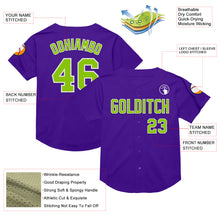 Load image into Gallery viewer, Custom Purple Neon Green-White Mesh Authentic Throwback Baseball Jersey
