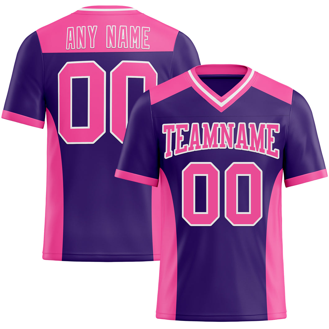 Custom Purple Pink-White Mesh Authentic Football Jersey