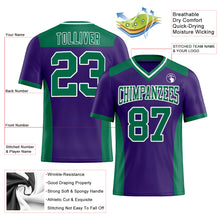 Load image into Gallery viewer, Custom Purple Kelly Green-White Mesh Authentic Football Jersey
