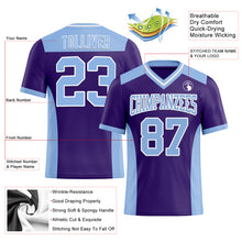 Load image into Gallery viewer, Custom Purple Light Blue-White Mesh Authentic Football Jersey
