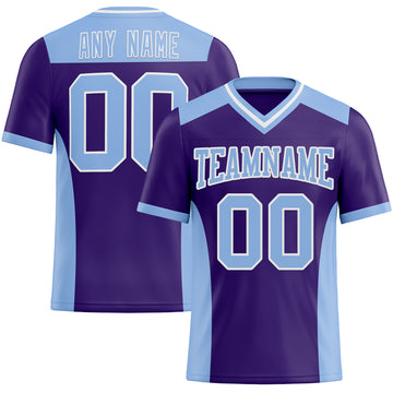 Custom Purple Light Blue-White Mesh Authentic Football Jersey