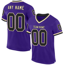 Load image into Gallery viewer, Custom Purple Black-Cream Mesh Authentic Throwback Football Jersey
