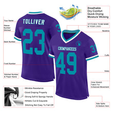 Load image into Gallery viewer, Custom Purple Teal-White Mesh Authentic Throwback Football Jersey
