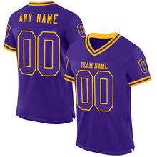 Load image into Gallery viewer, Custom Purple Gold Mesh Authentic Throwback Football Jersey
