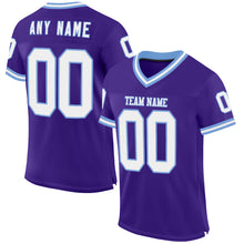 Load image into Gallery viewer, Custom Purple White-Light Blue Mesh Authentic Throwback Football Jersey
