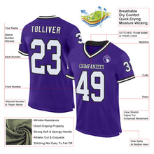 Load image into Gallery viewer, Custom Purple White-Black Mesh Authentic Throwback Football Jersey
