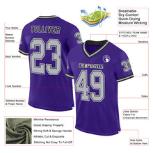 Load image into Gallery viewer, Custom Purple Gray-Black Mesh Authentic Throwback Football Jersey
