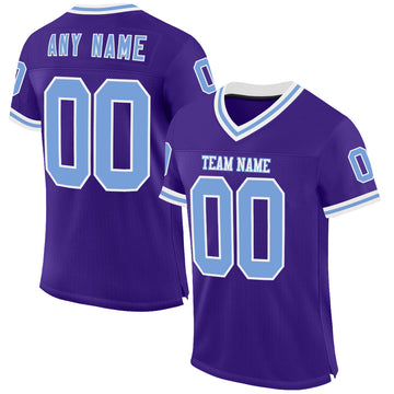 Custom Purple Light Blue-White Mesh Authentic Throwback Football Jersey