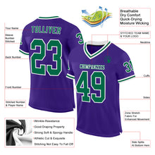 Load image into Gallery viewer, Custom Purple Kelly Green-White Mesh Authentic Throwback Football Jersey
